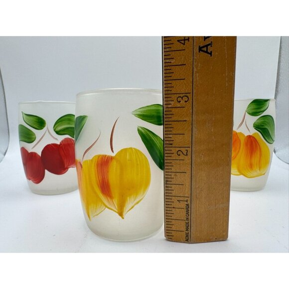 4 Bartlett Collins Gay Fad Handpainted Fruits juice glasses 3.25" Vintage - Picture 8 of 8